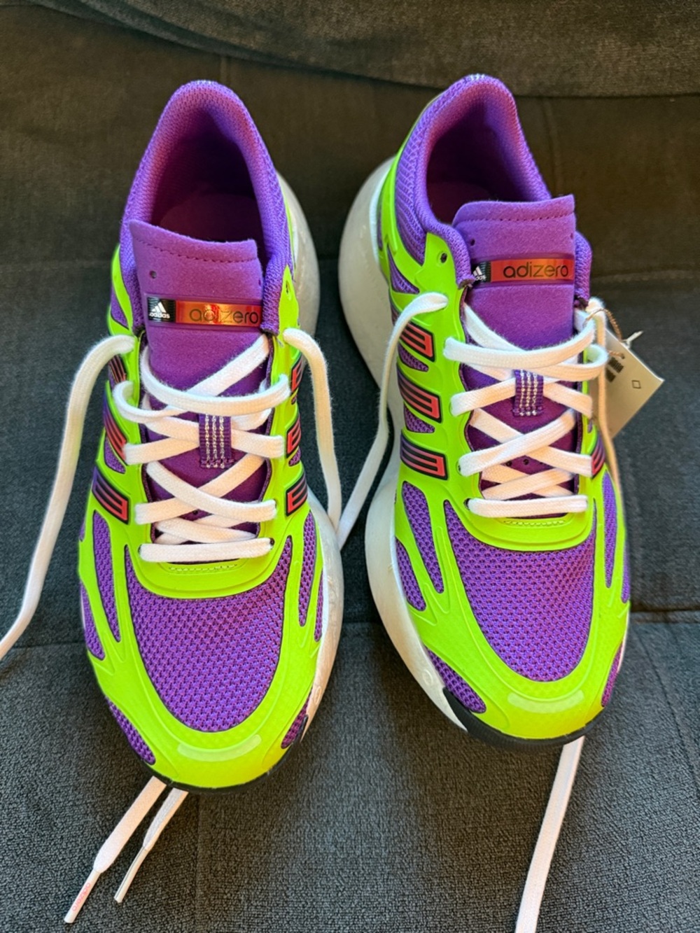 adidas woman’s size 8.5 adizero Purple & Neon Green Performance Running Shoes